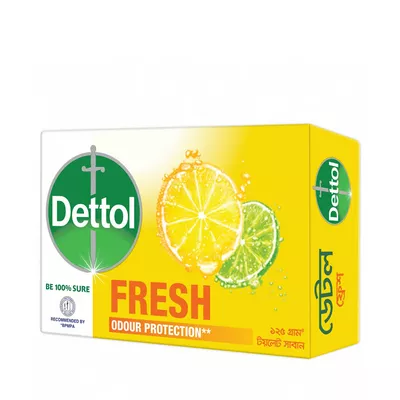 P385 Dettol Soap Bar (Fresh With Odour Protection) - Yellow Color Pack 125 Gram